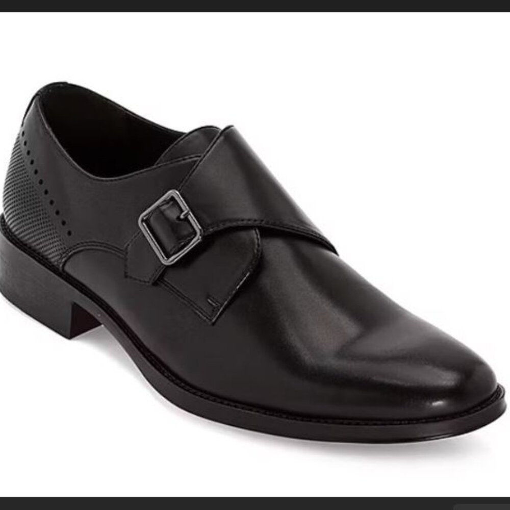J. Ferrar Men's Cambridge Slip-On Monk Strap Dress Shoe Black Size 9.5 M